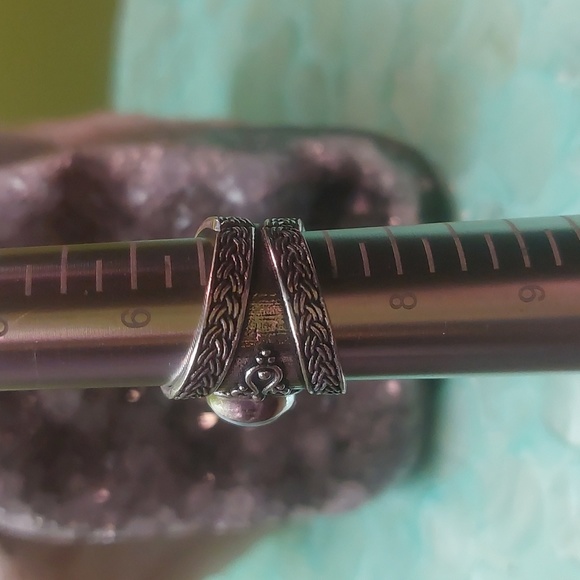 Wide Band Vintage Style Larimar Ring Size 7 - Picture 9 of 9